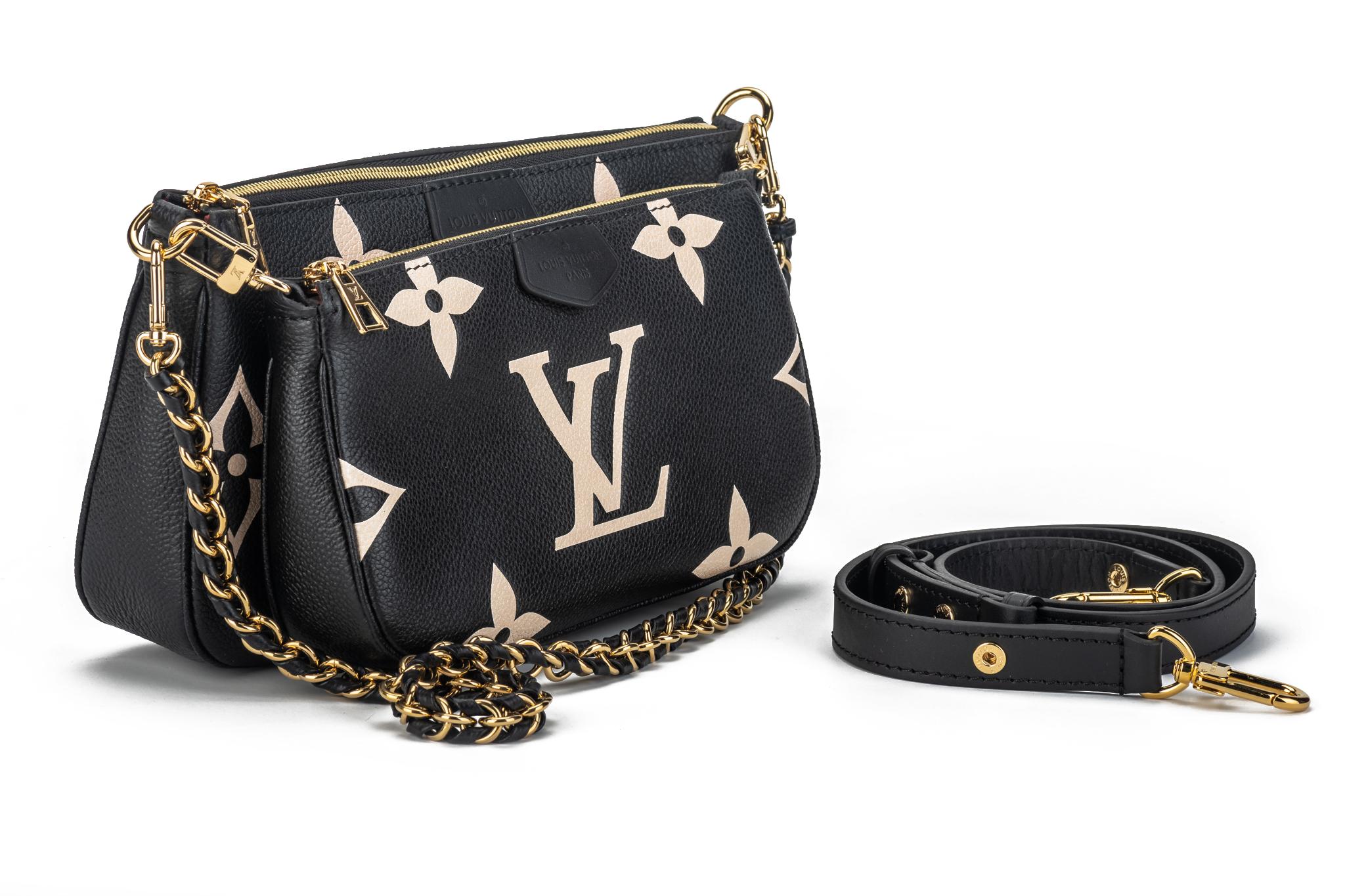 New Louis Vuitton Black Leather Multi Pochette Bag In New Condition For Sale In West Hollywood, CA
