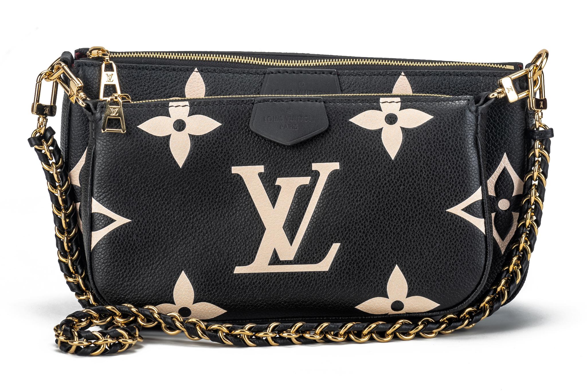 New Louis Vuitton Black Leather Multi Pochette Bag For Sale 1