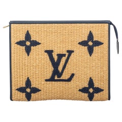 New Louis Vuitton Blue Raffia Clutch in Box