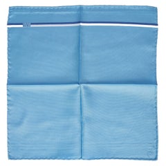 New Louis Vuitton Blue White Cotton Pocket Square Scarf