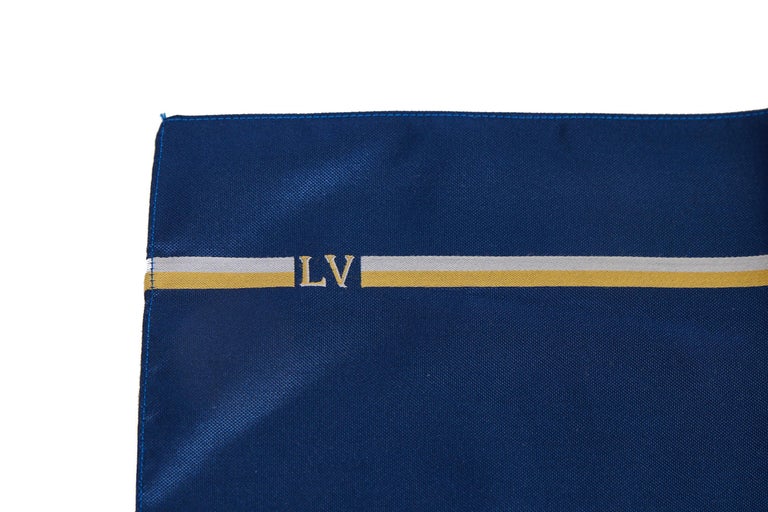 New Louis Vuitton Blue Yellow Cotton Pocket Square Scarf For Sale at 1stDibs