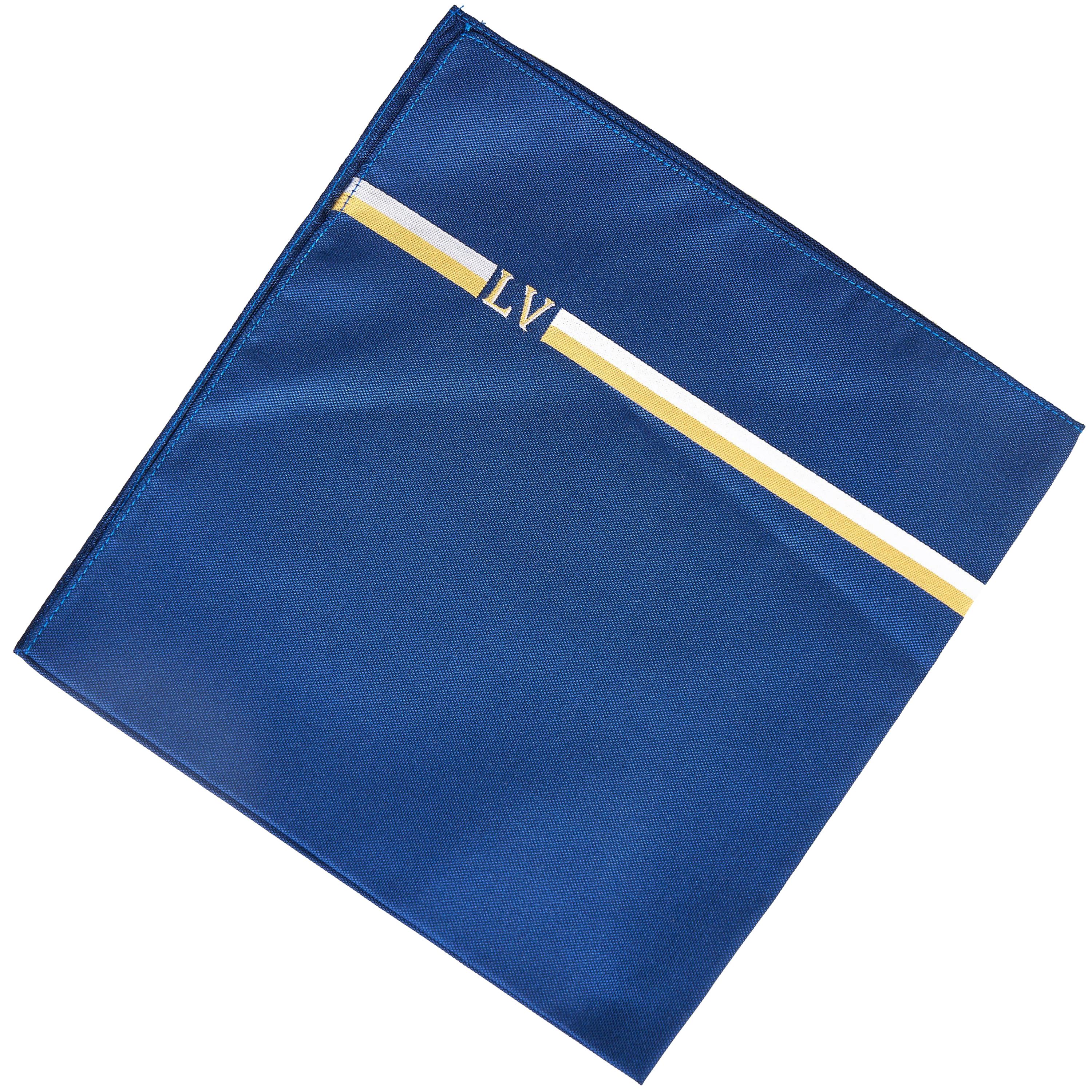 New Louis Vuitton Blue Yellow Cotton Pocket Square Scarf For Sale