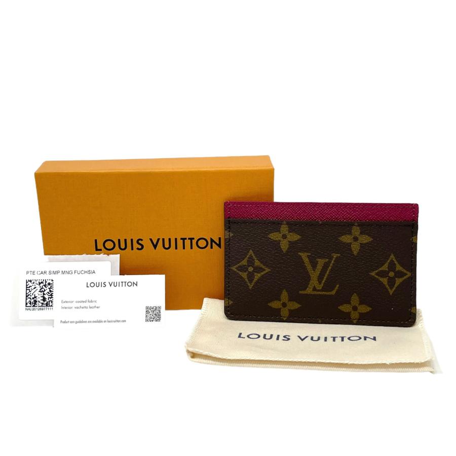 NEW Louis Vuitton Brown Fuchsia Pink Monogram Coated Canvas Cardholder Card Hold For Sale 4