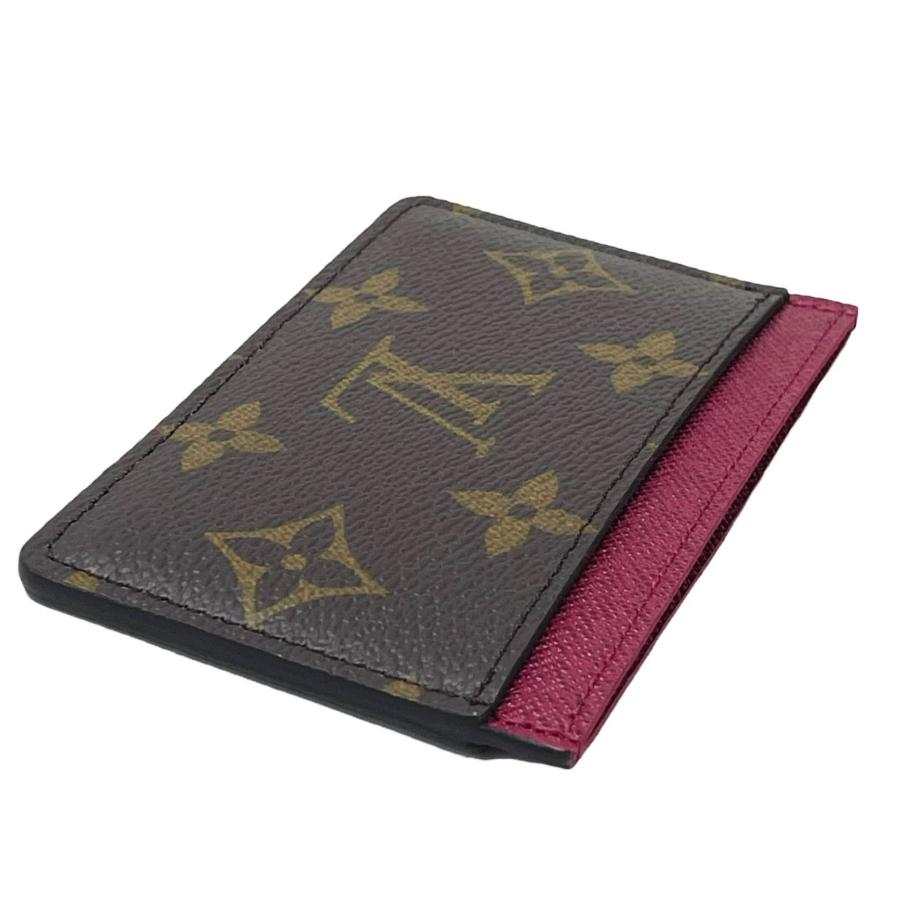 Women's NEW Louis Vuitton Brown Fuchsia Pink Monogram Coated Canvas Cardholder Card Hold For Sale