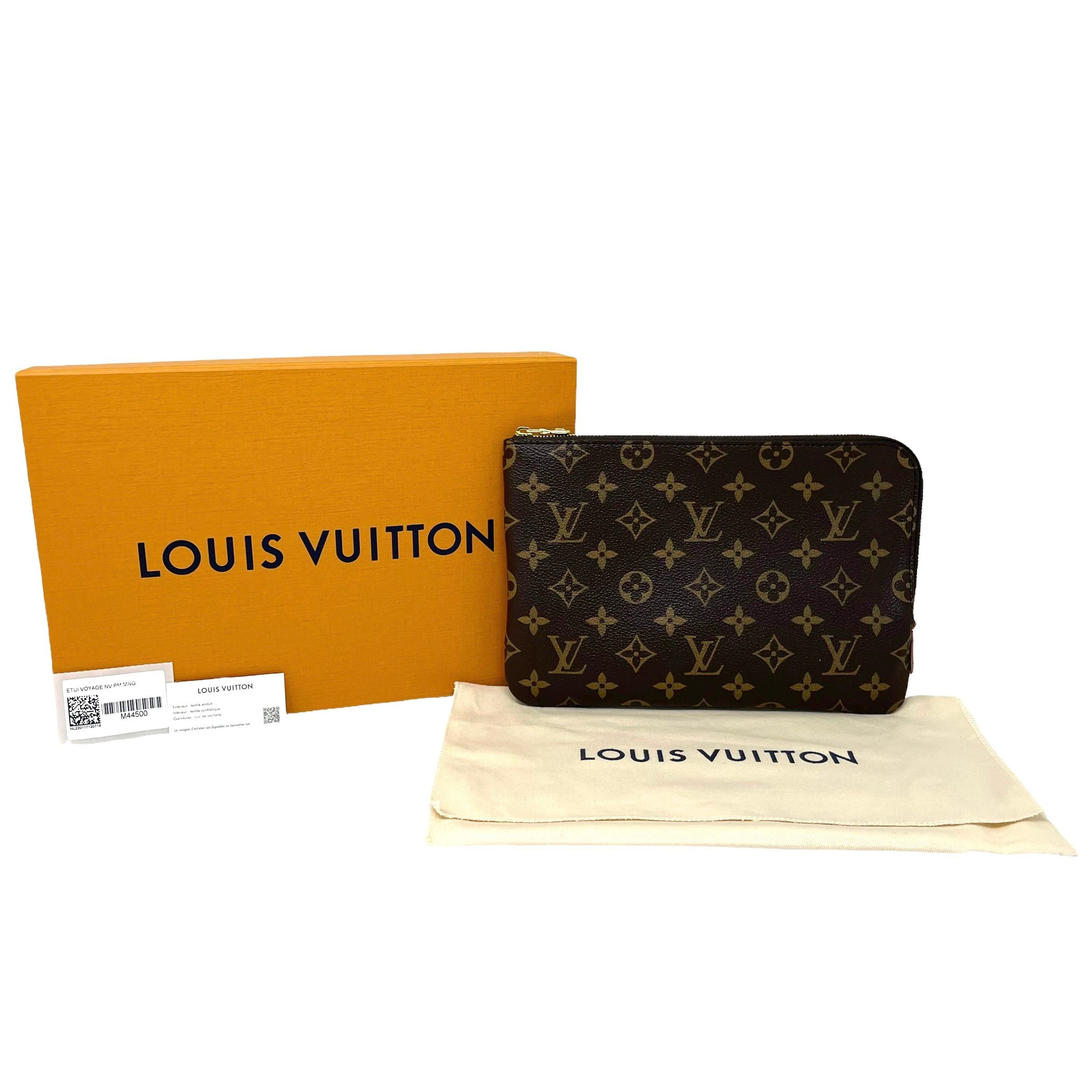 NEW Louis Vuitton Brown Monogram Coated Canvas Etui Voyage PM Clutch Pouch Bag For Sale 9