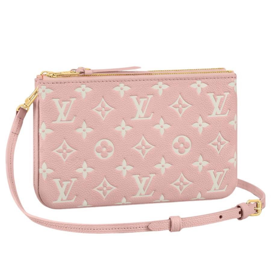 NEU Louis Vuitton Empreinte Umhängetasche mit doppeltem Reißverschluss und Monogramm in Candy Pink (Beige) im Angebot