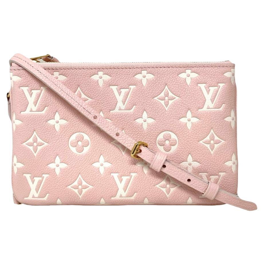 NEW Louis Vuitton Candy Pink Double Zip Pochette Monogram Empreinte Shoulder Bag