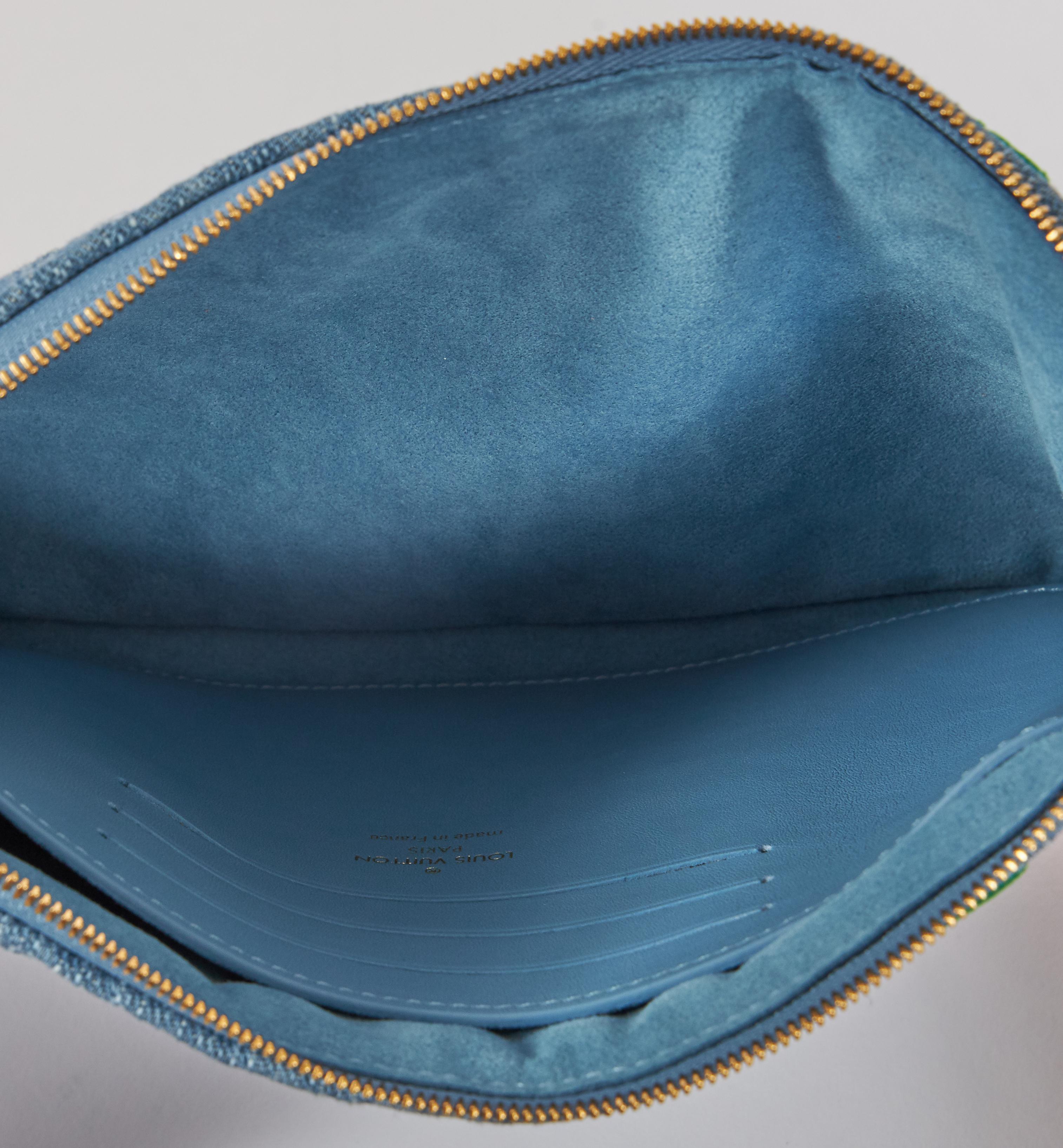 New Louis Vuitton Denim Multicolor Logo Pouchette Bag with Box 1
