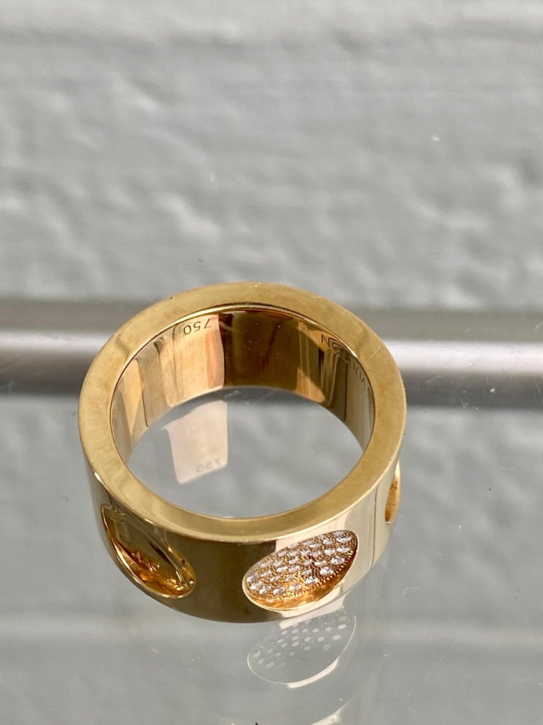 LOUIS VUITTON EMPREINTE Diamond CONCAVE CIRCLE 18k Gold Ring Band sz 64 NEA  740