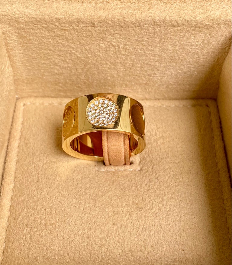 Louis Vuitton White Gold Empreinte 18K Band Ring