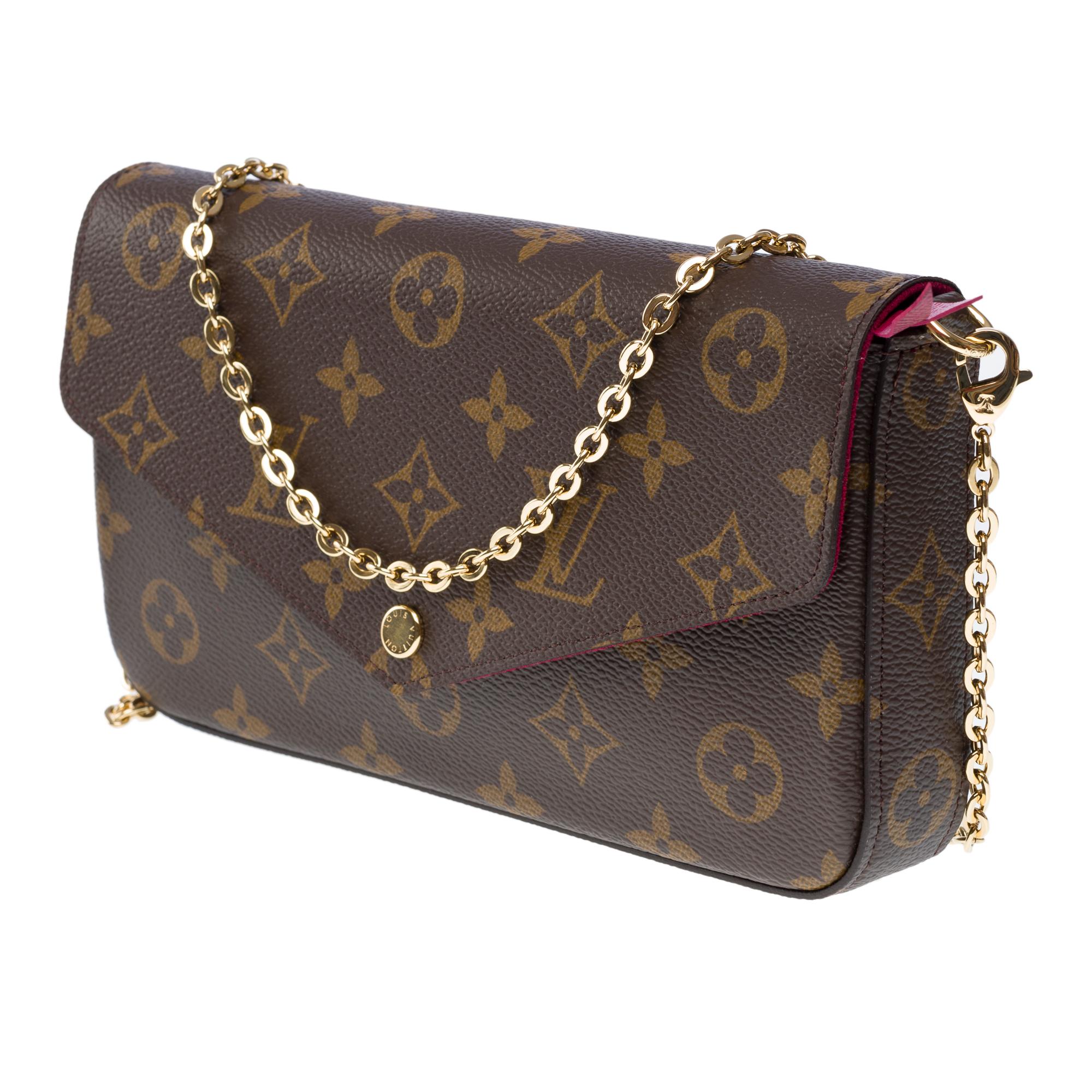 Women's New Louis Vuitton Felicie Pochette shoulder bag in Brown Monogram Canvas, GHW