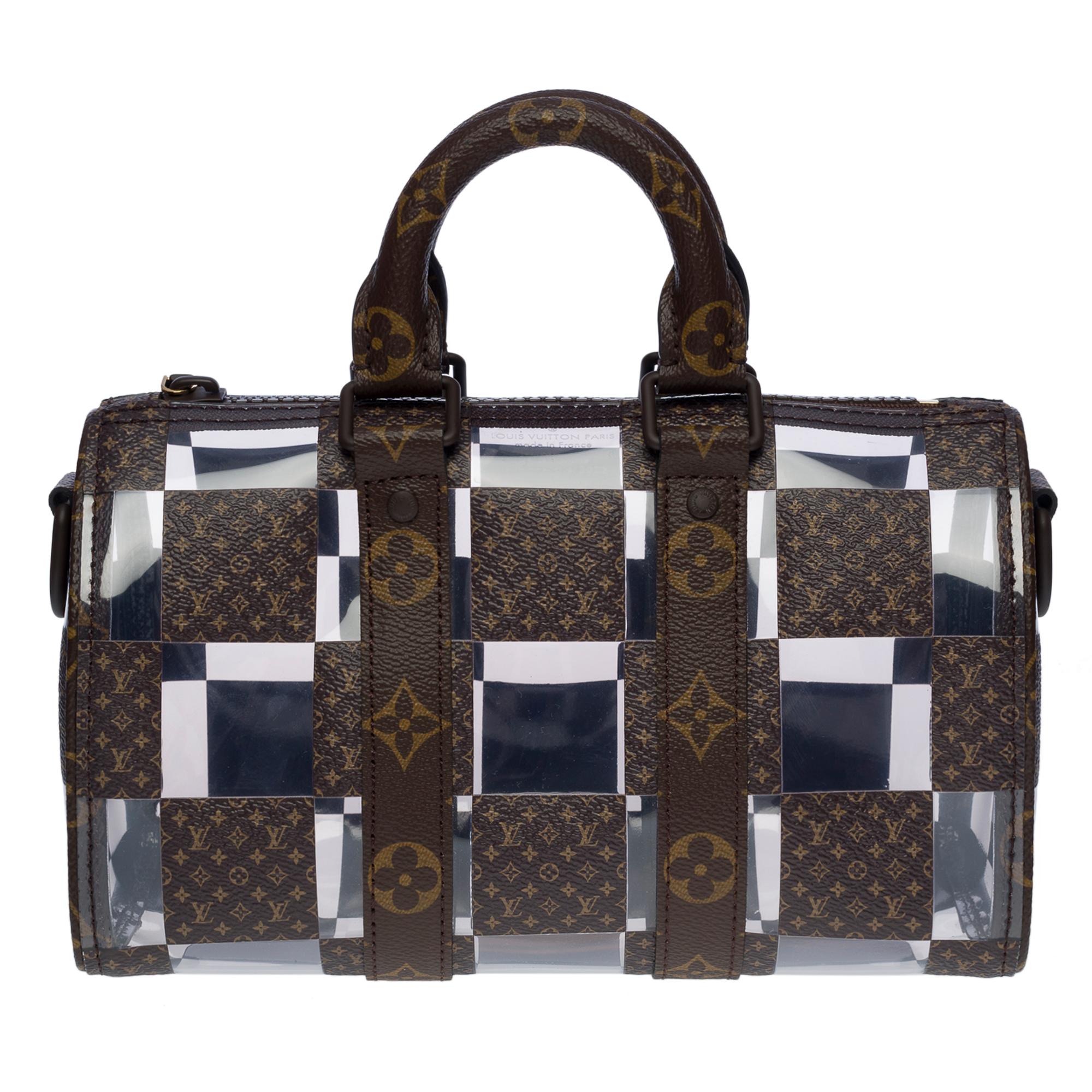 Louis Vuitton FW 2022 Monogram Chess Keepall Bandouliere 25 (Virgil Abloh Final Collection/Sold Out) Never Used W/Dust Cover and Box - This Keepall Bandouliere 25 is a rare find from the late designer Virgil Abloh's final Louis Vuitton collection,