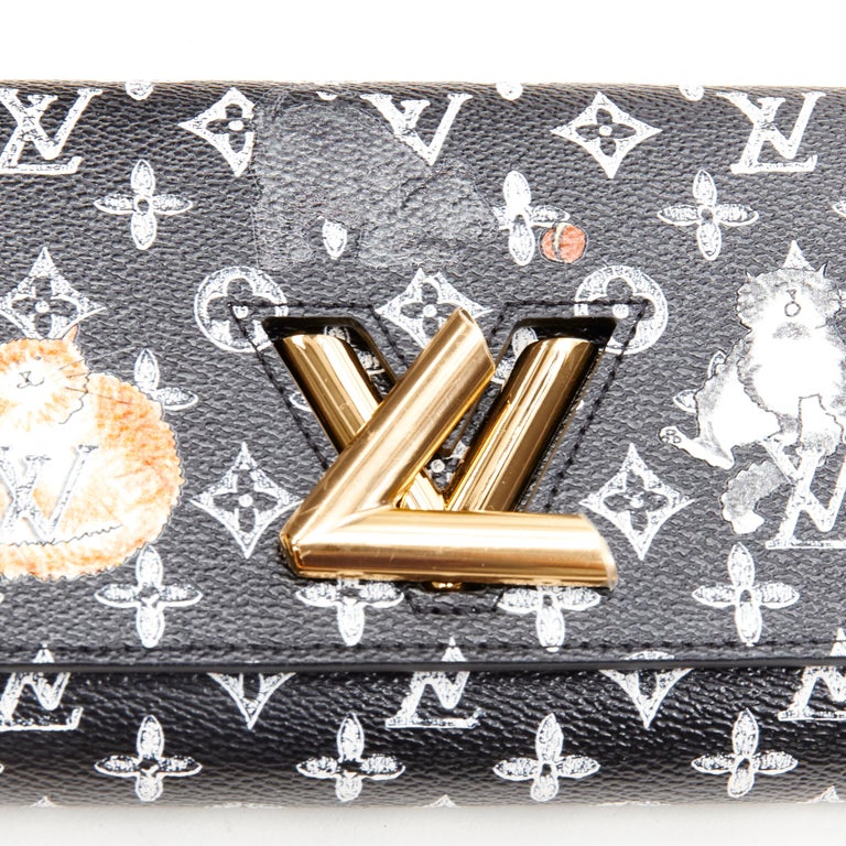 Louis Vuitton Twist Chain Wallet Monogram Catogram Cat Black