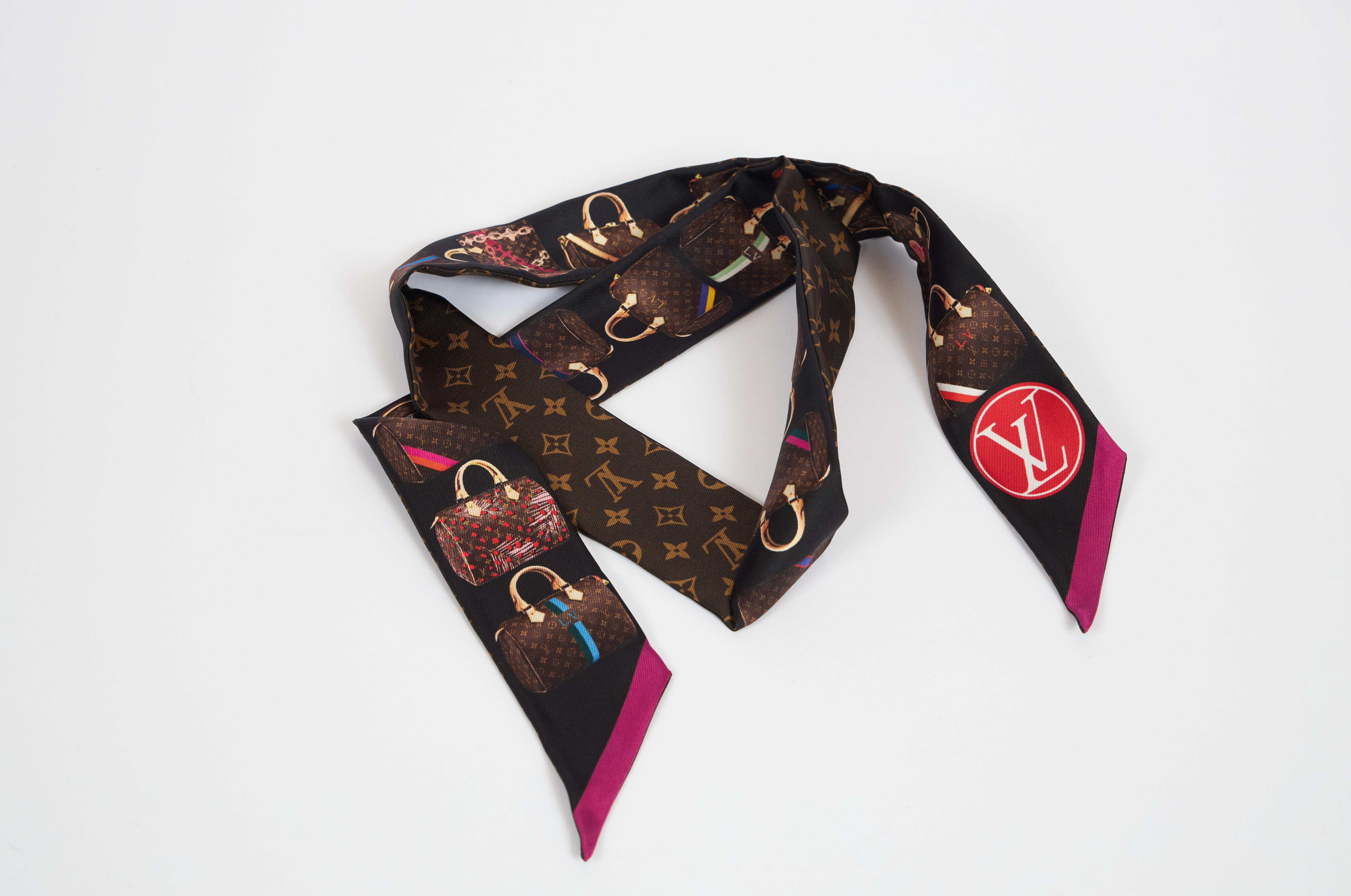 New Authentic Louis Vuitton Tribute to Speedy Silk Monogram Bandeau Scarf,  Rare