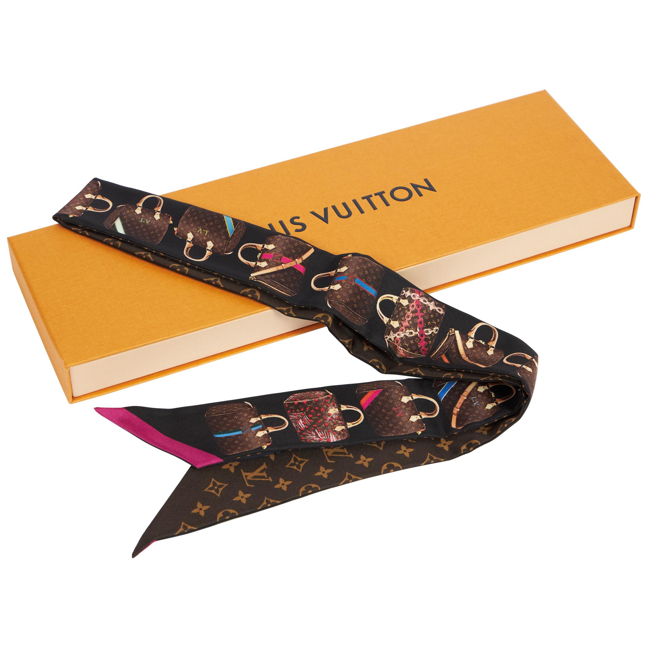 New Louis Vuitton Iconic Speedy Silk Twilly Scarf in Box at