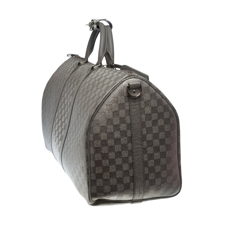 NEW-Louis Vuitton keepall 50 strap Travel bag Glitter silver by