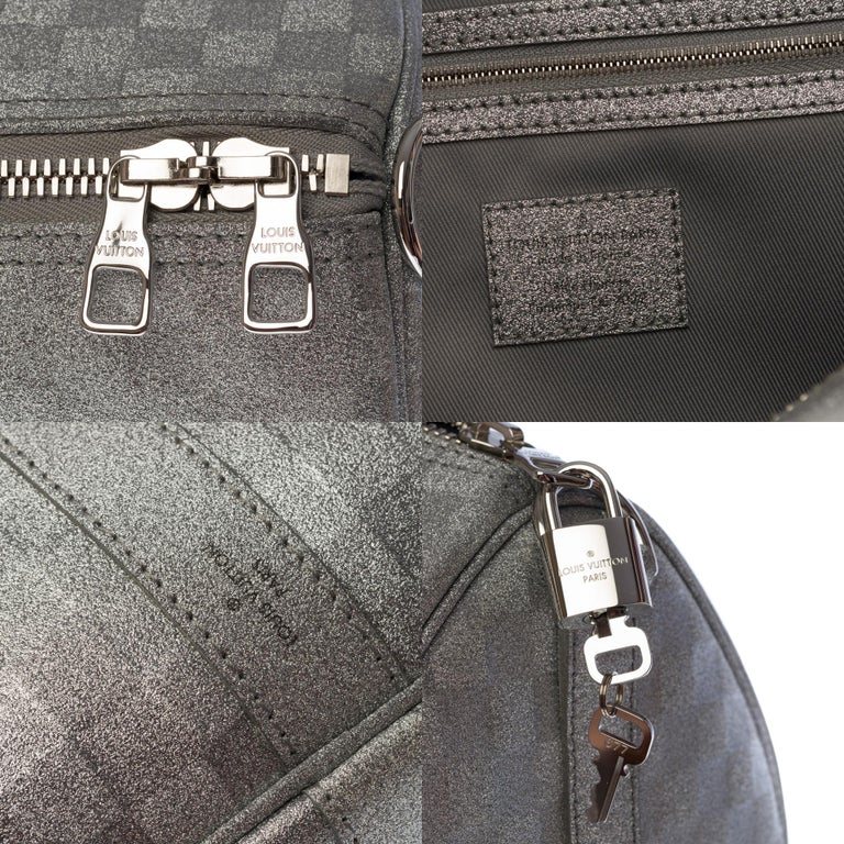 Keepall cloth travel bag Louis Vuitton Silver in Cloth - 25251088