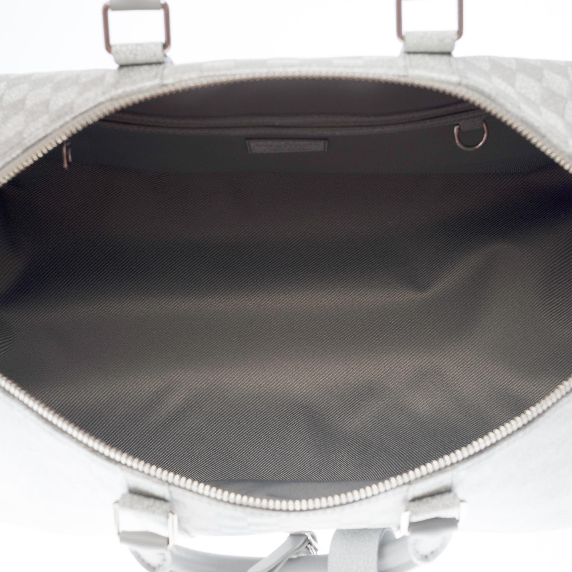 Silver NEW-Louis Vuitton keepall 50 strap Travel bag Glitter silver by virgil Abloh
