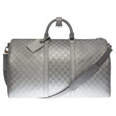 NEW-Louis Vuitton keepall 50 strap Travel bag Glitter silver by virgil Abloh