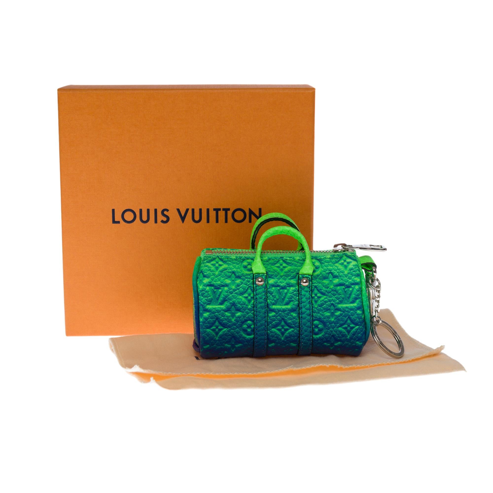 NEW-Louis Vuitton keepall 50 strap Travel bag Spray in green leather / V. Abloh 6