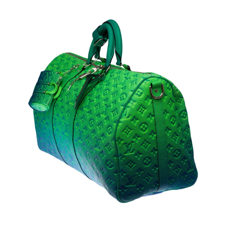 Keepall leather travel bag Louis Vuitton Green in Leather - 28134526