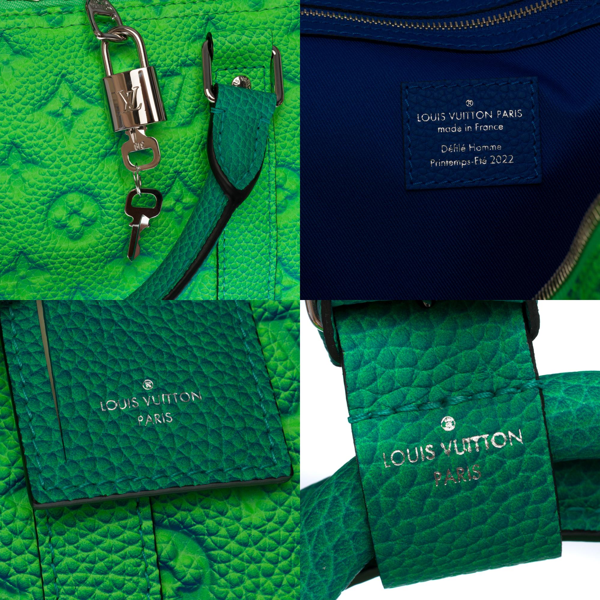 Women's or Men's NEW-Louis Vuitton keepall 50 strap Travel bag Spray in green leather / V. Abloh
