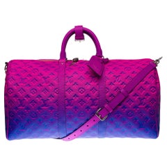 NEW-Louis Vuitton keepall 50 strap Travel bag Spray in Pink/Blue / Virgil Abloh