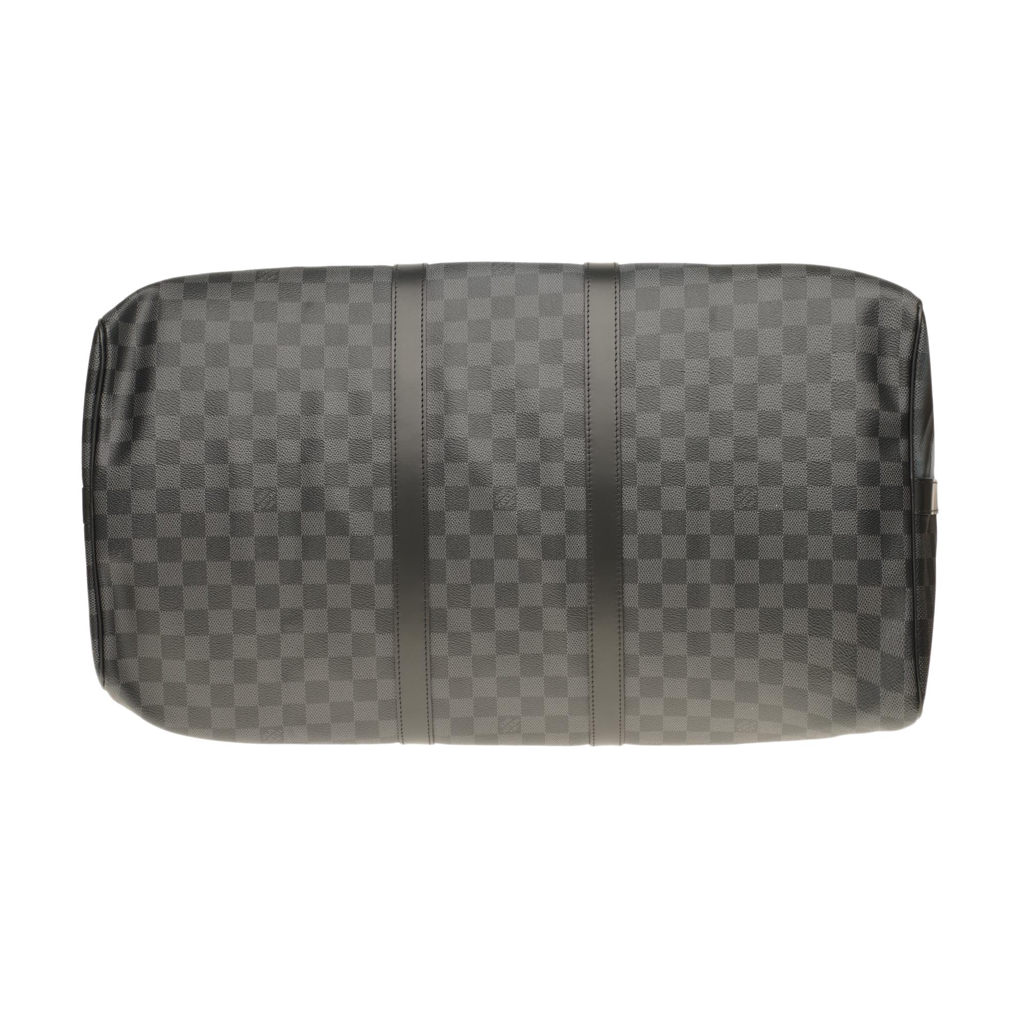 NEW Louis Vuitton Keepall 55 damier graphite strap customized  