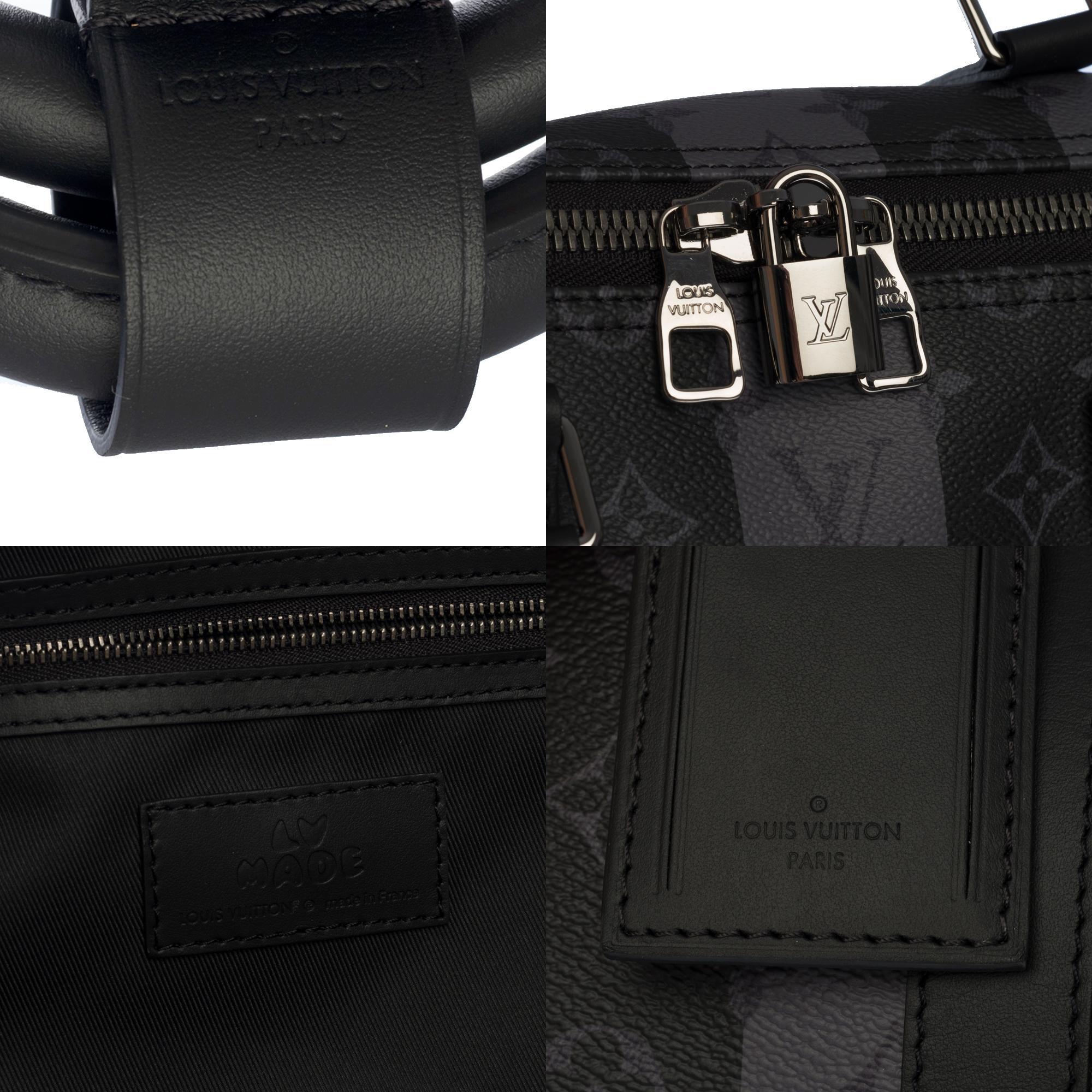 NEW-Louis Vuitton keepall 55 strap Travel bag in Stripes canvas by Abloh/Nigo 1