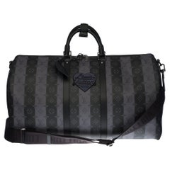 NEW-Louis Vuitton keepall 55 strap Travel bag in Stripes canvas by Abloh/Nigo