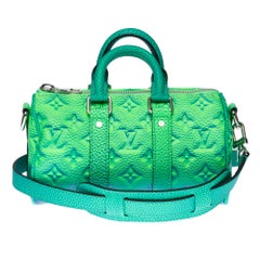 NOUVEAU-Louis Vuitton keepall XS sac de voyage Spray en cuir vert / V. Abloh