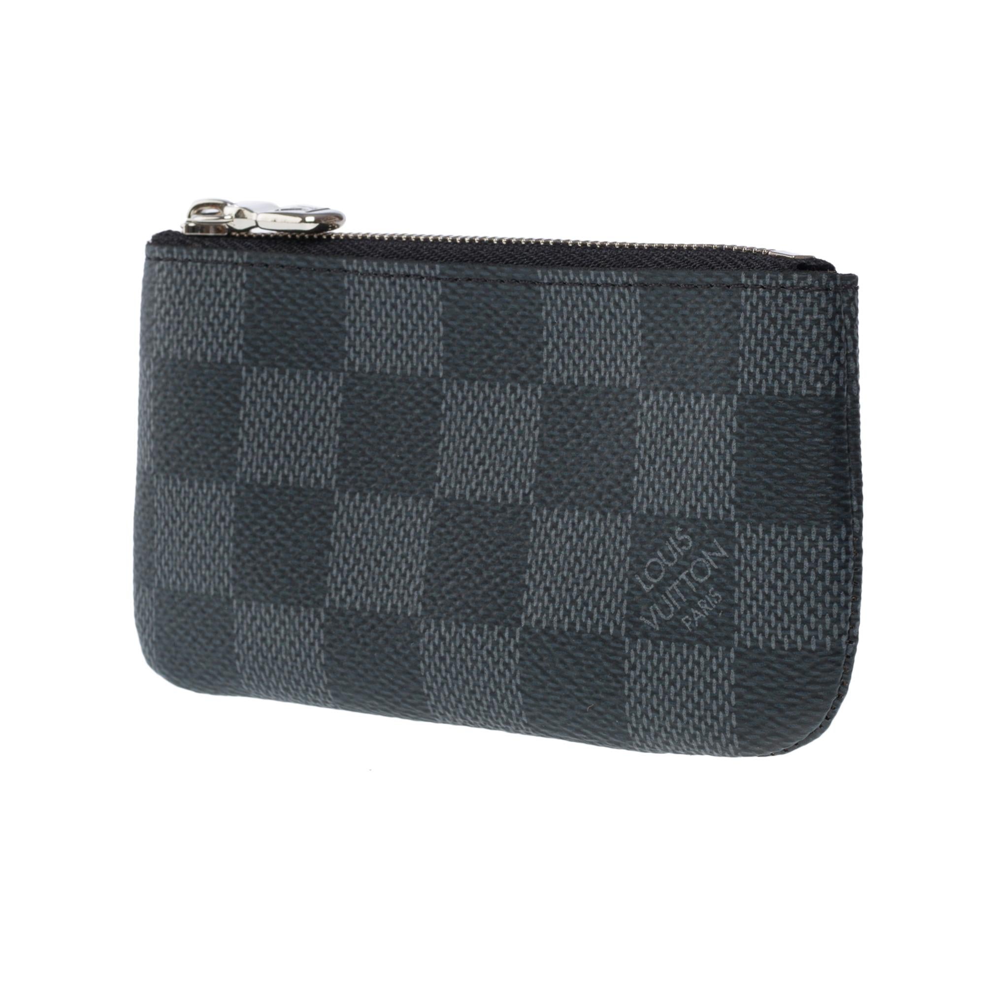 New Louis Vuitton Key Pouch in graphite damier canvas, SHW For Sale 5