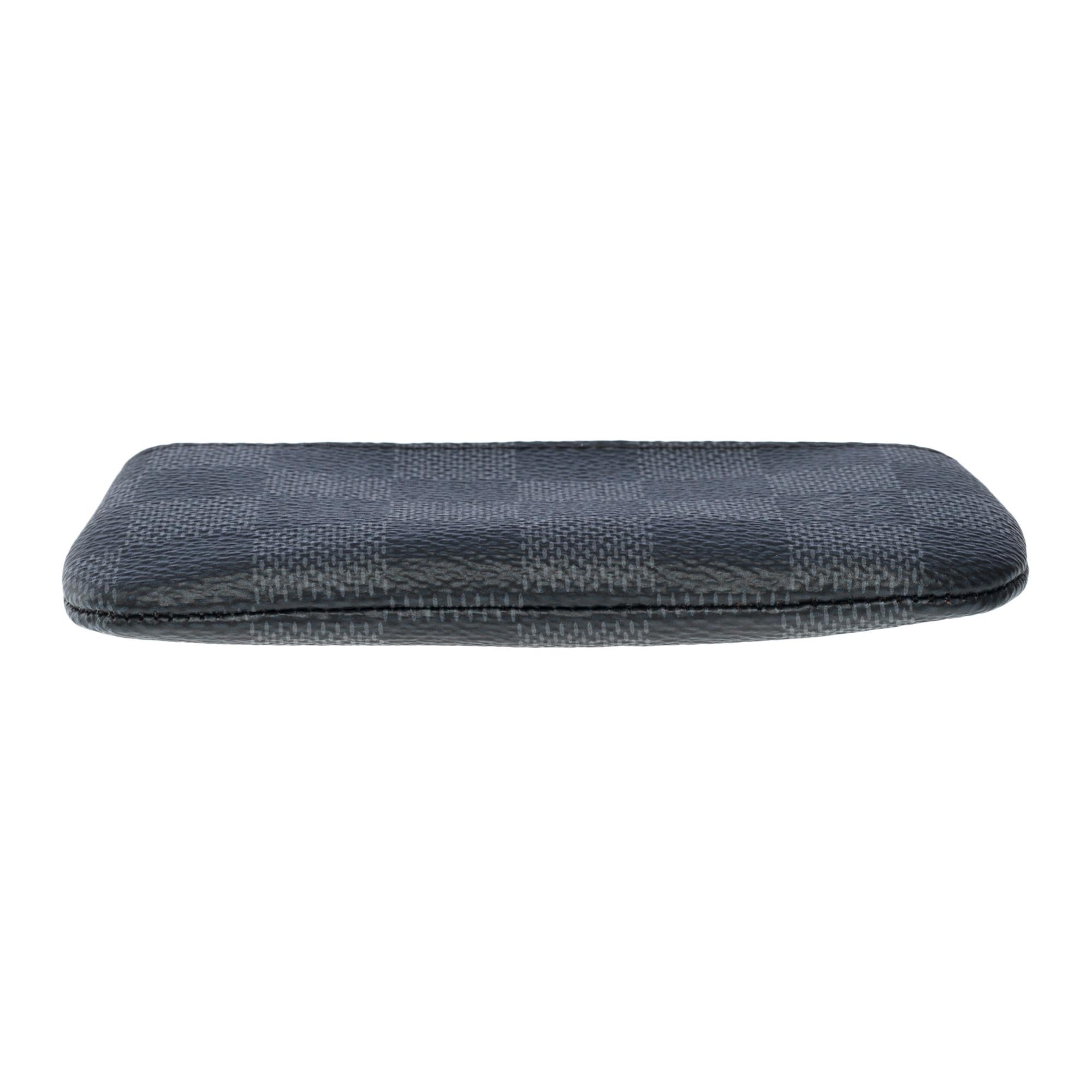 New Louis Vuitton Key Pouch in graphite damier canvas, SHW For Sale 3
