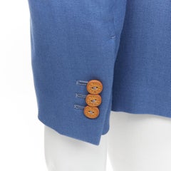 LOUIS VUITTON Zweireihiger Blazer aus blauer Baumwolle mit LV-Knöpfen FR44 XS