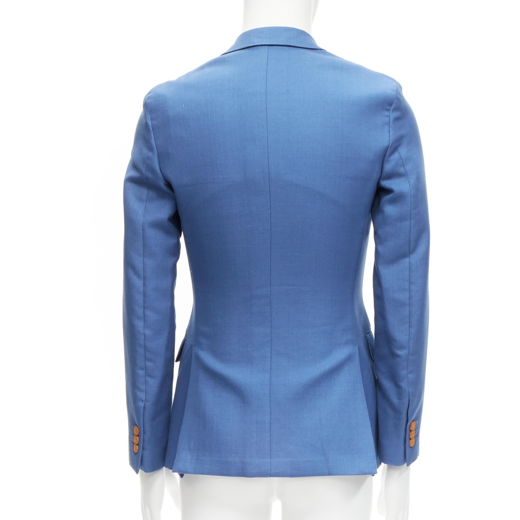 LOUIS VUITTON Zweireihiger Blazer aus blauer Baumwolle mit LV-Knöpfen FR44 XS Herren