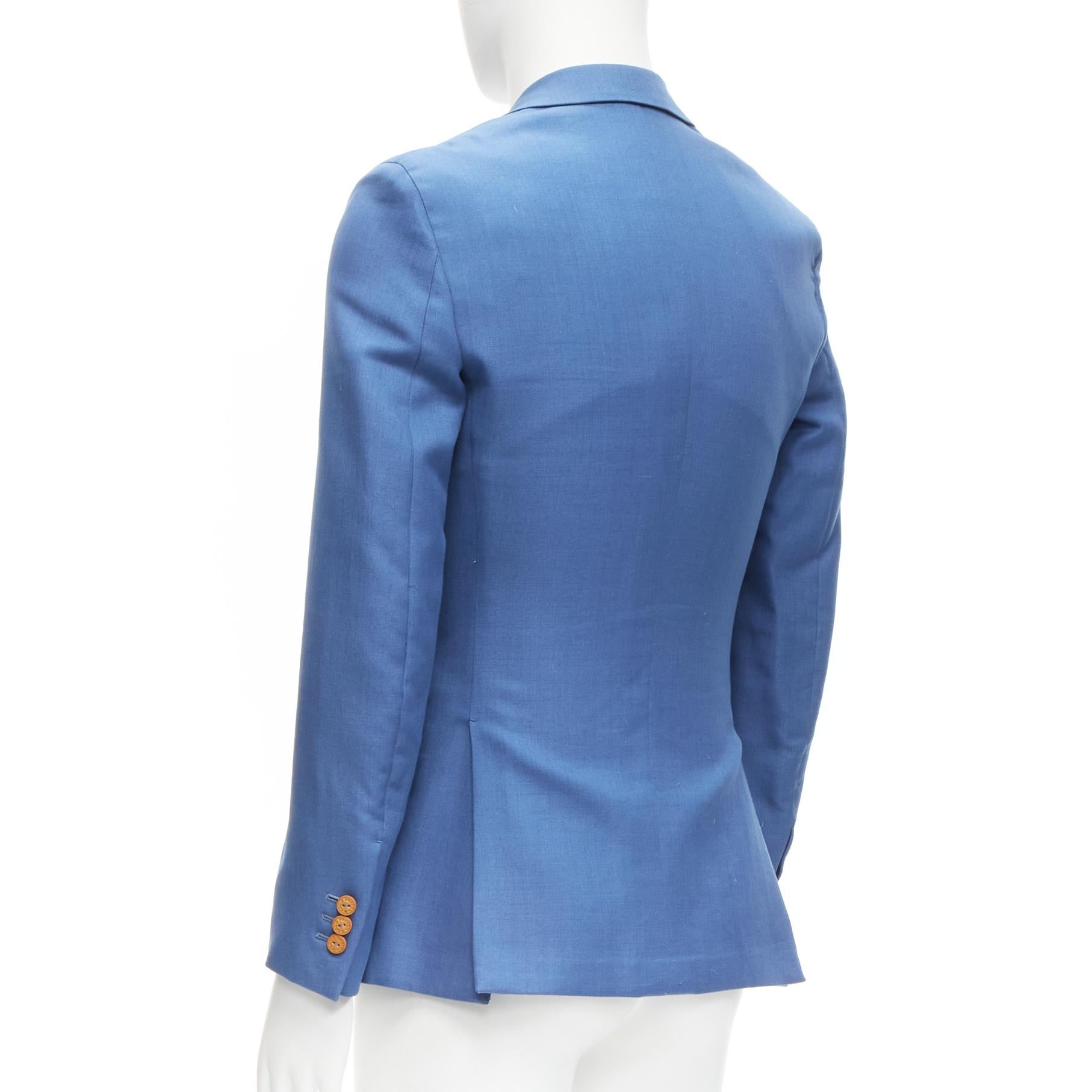 LOUIS VUITTON Zweireihiger Blazer aus blauer Baumwolle mit LV-Knöpfen FR44 XS 1