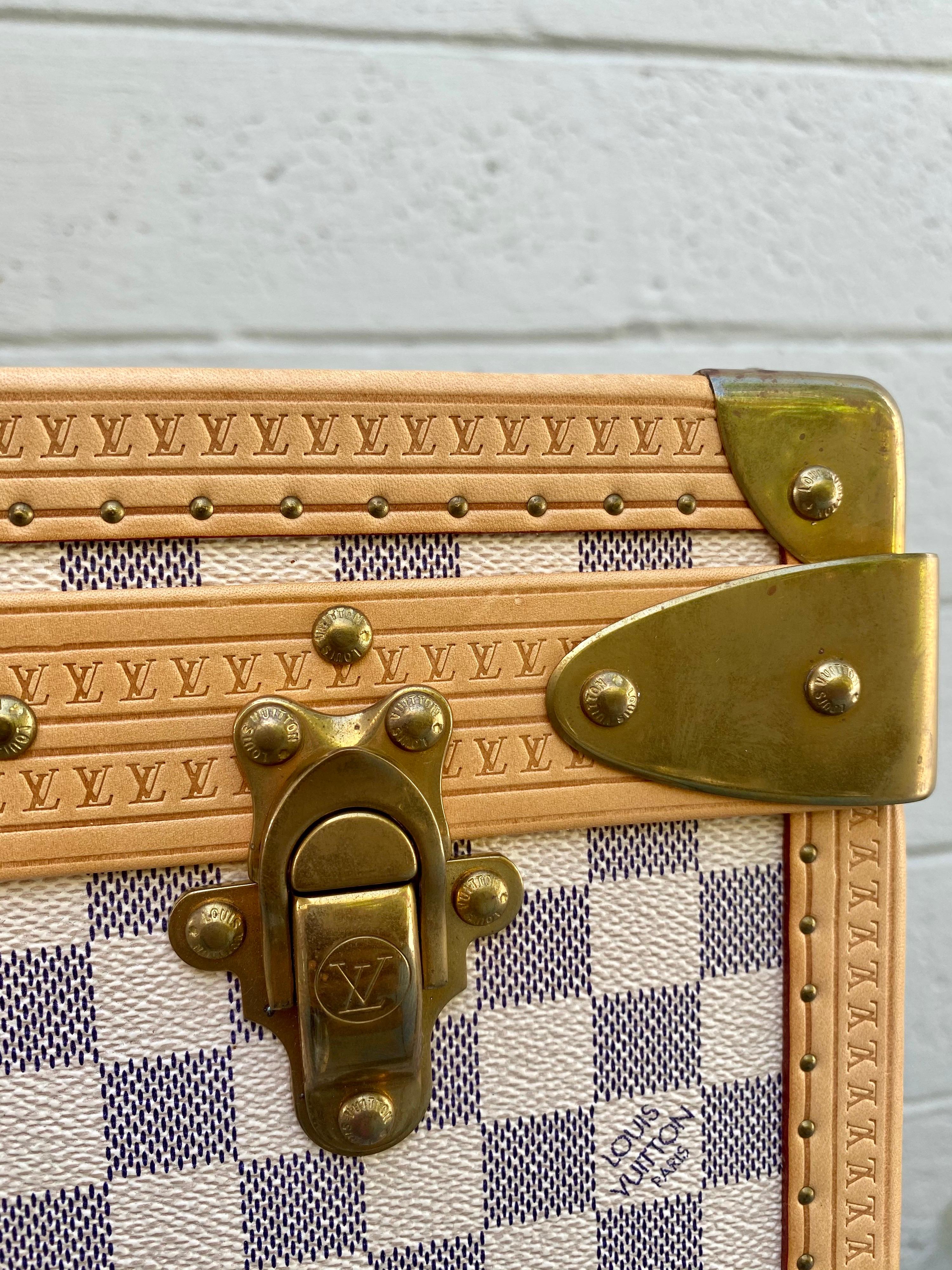 New Louis Vuitton Limited Edition Alzer Damier Azur Rare Travel Trunk 70cm 7