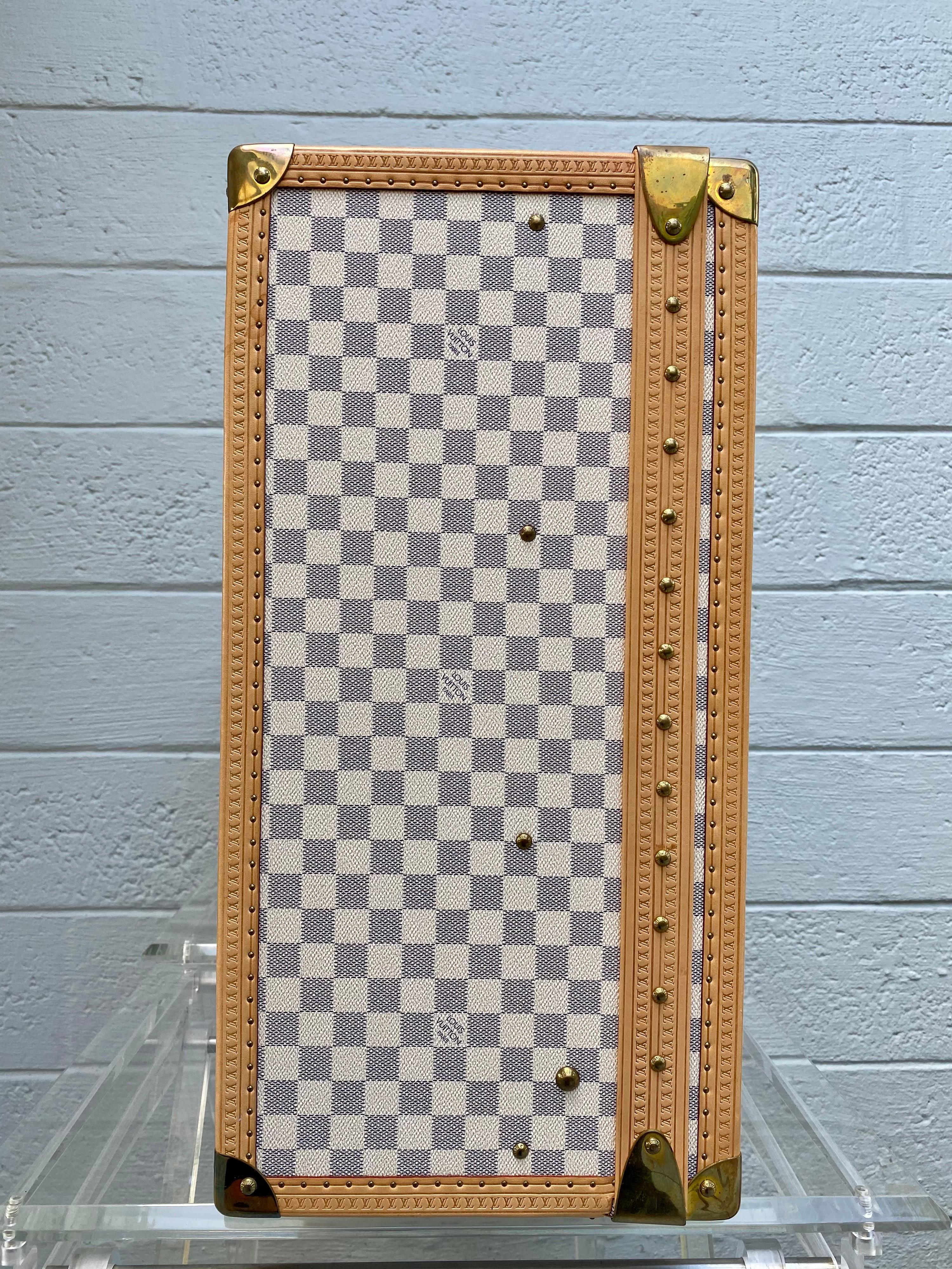 Gray New Louis Vuitton Limited Edition Alzer Damier Azur Rare Travel Trunk 70cm