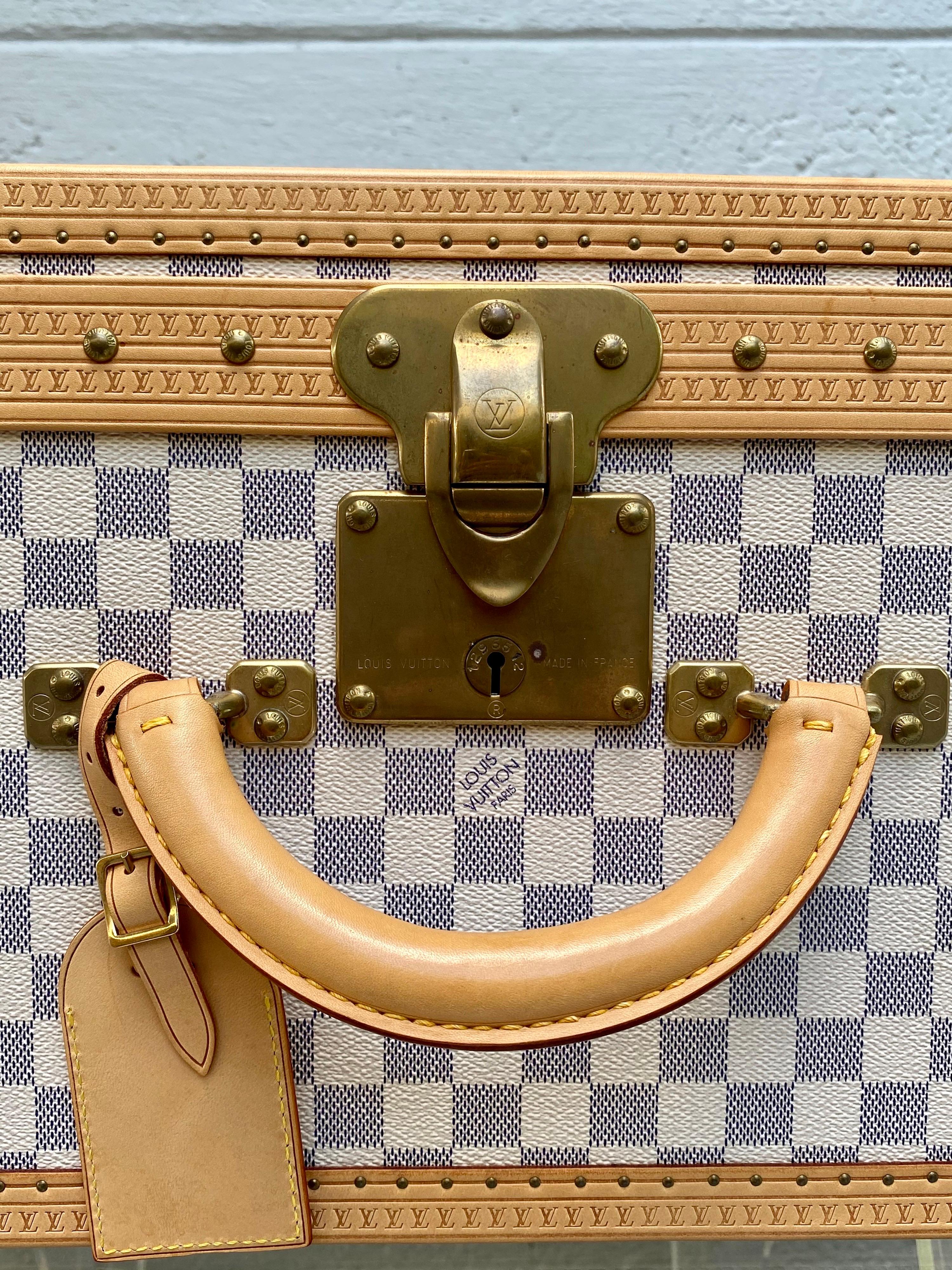 New Louis Vuitton Limited Edition Alzer Damier Azur Rare Travel Trunk 70cm 3