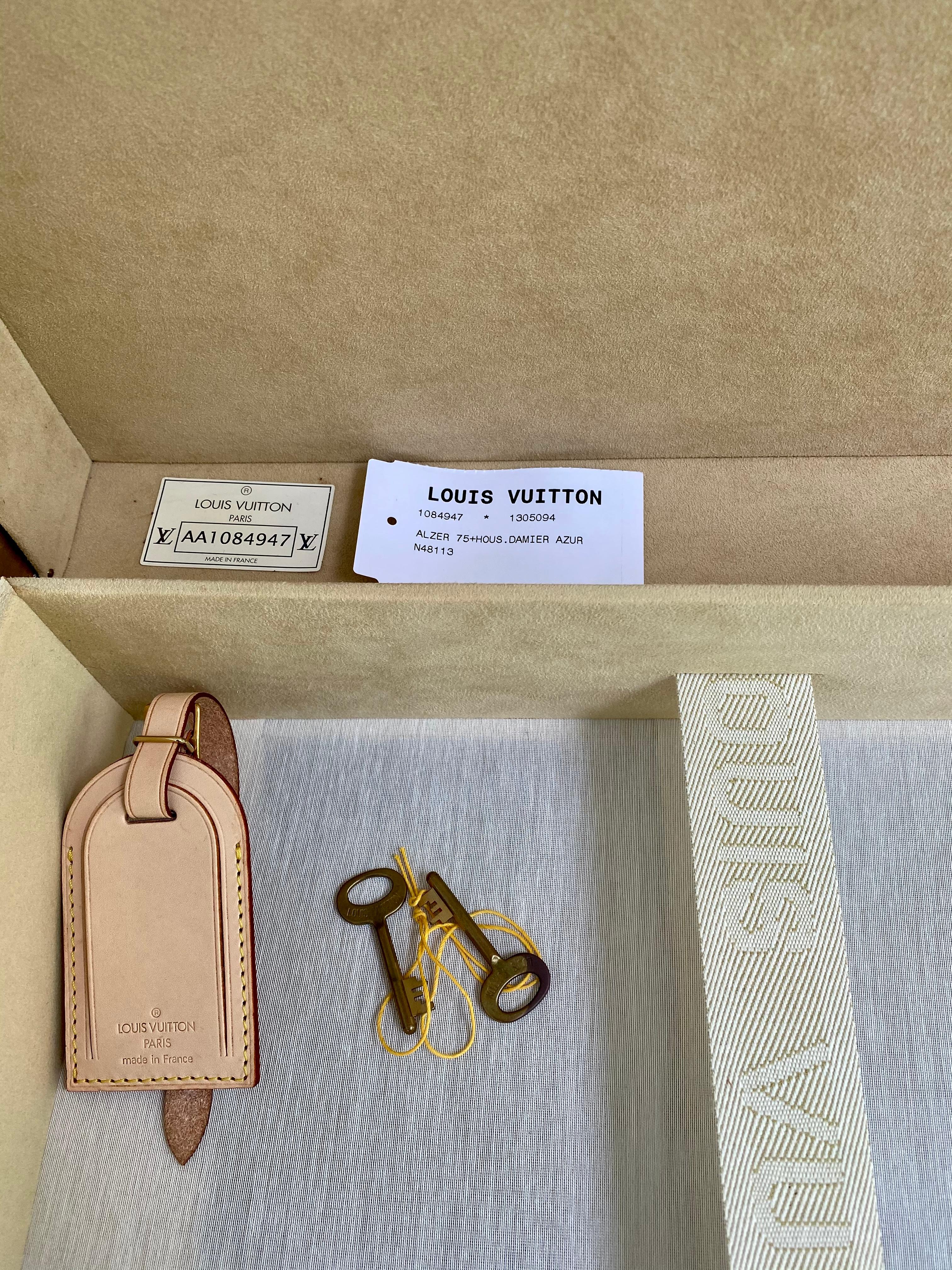 New Louis Vuitton Limited Edition Alzer Damier Azur Rare Travel Trunk 75cm  6