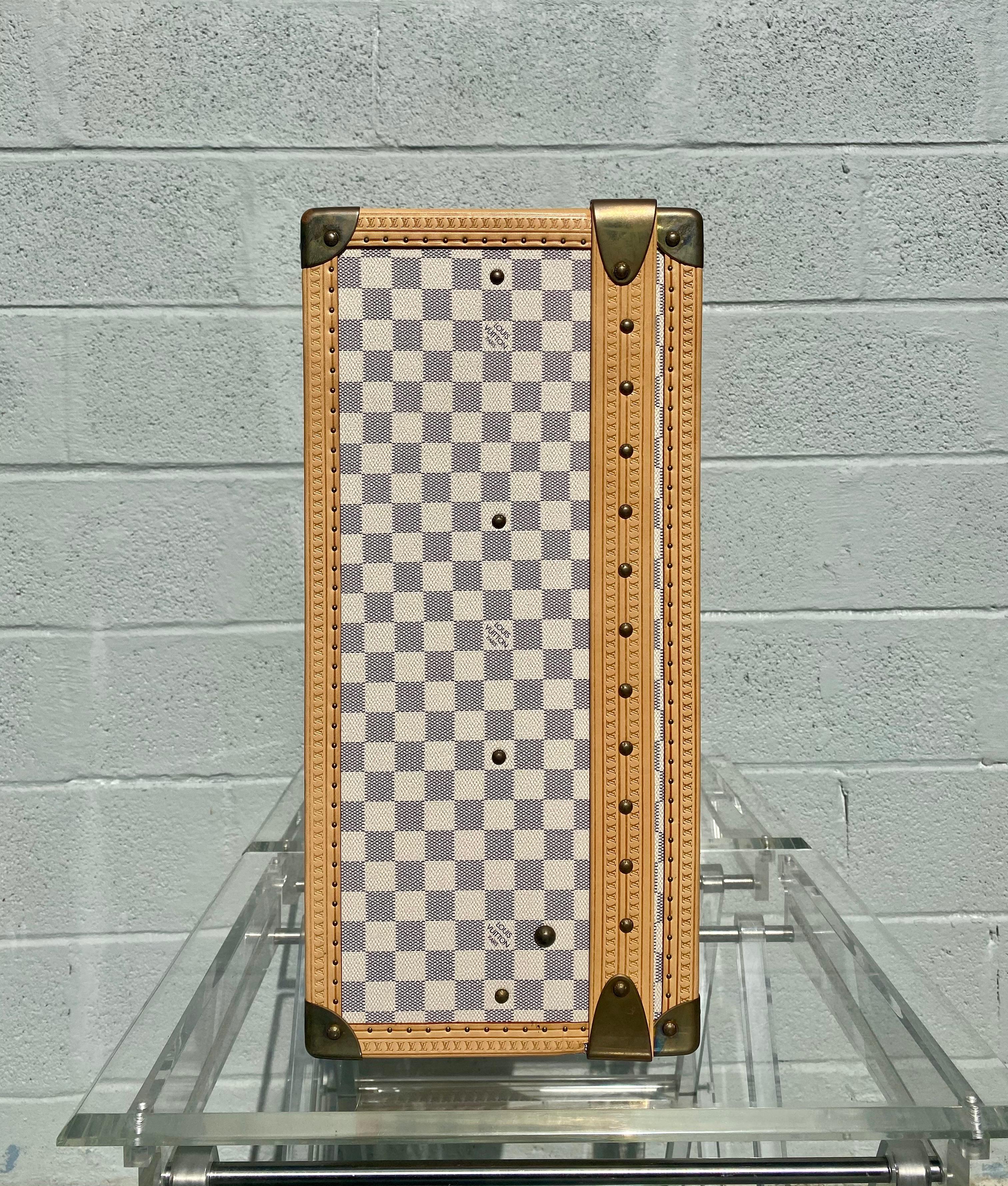 New Louis Vuitton Limited Edition Alzer Damier Azur Rare Travel Trunk 75cm In New Condition For Sale In Fort Lauderdale, FL