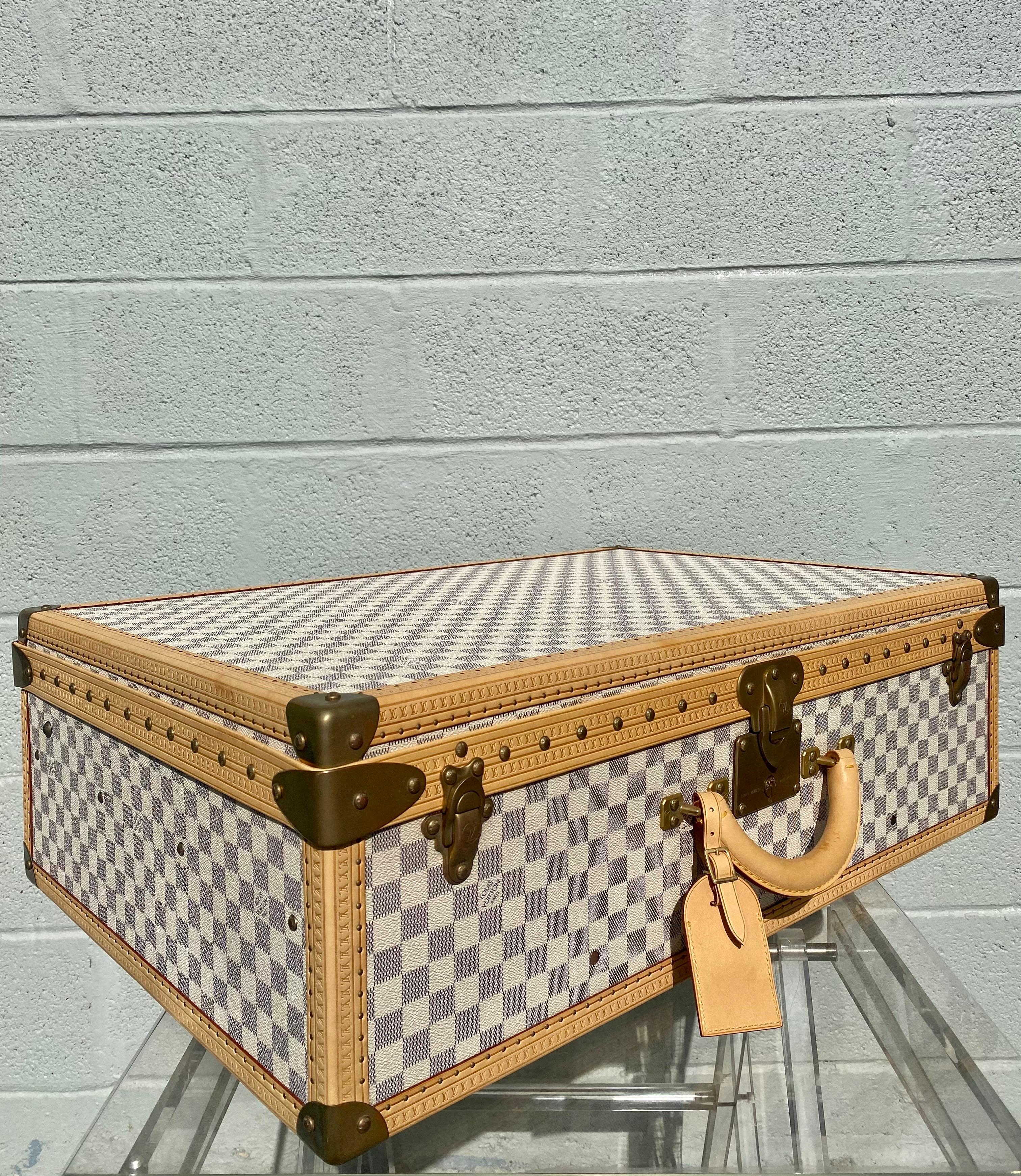 New Louis Vuitton Limited Edition Alzer Damier Azur Rare Travel Trunk 75cm 1