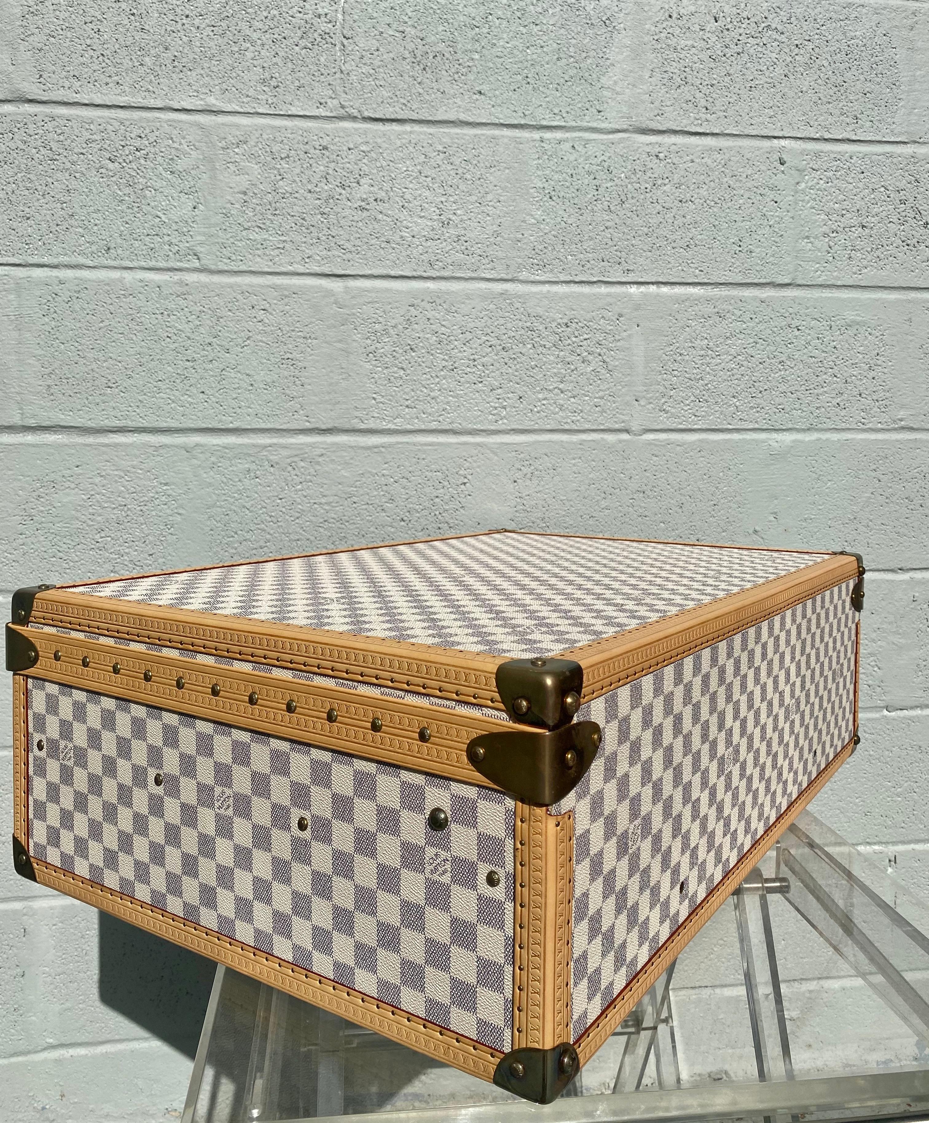 New Louis Vuitton Limited Edition Alzer Damier Azur Rare Travel Trunk 75cm 3