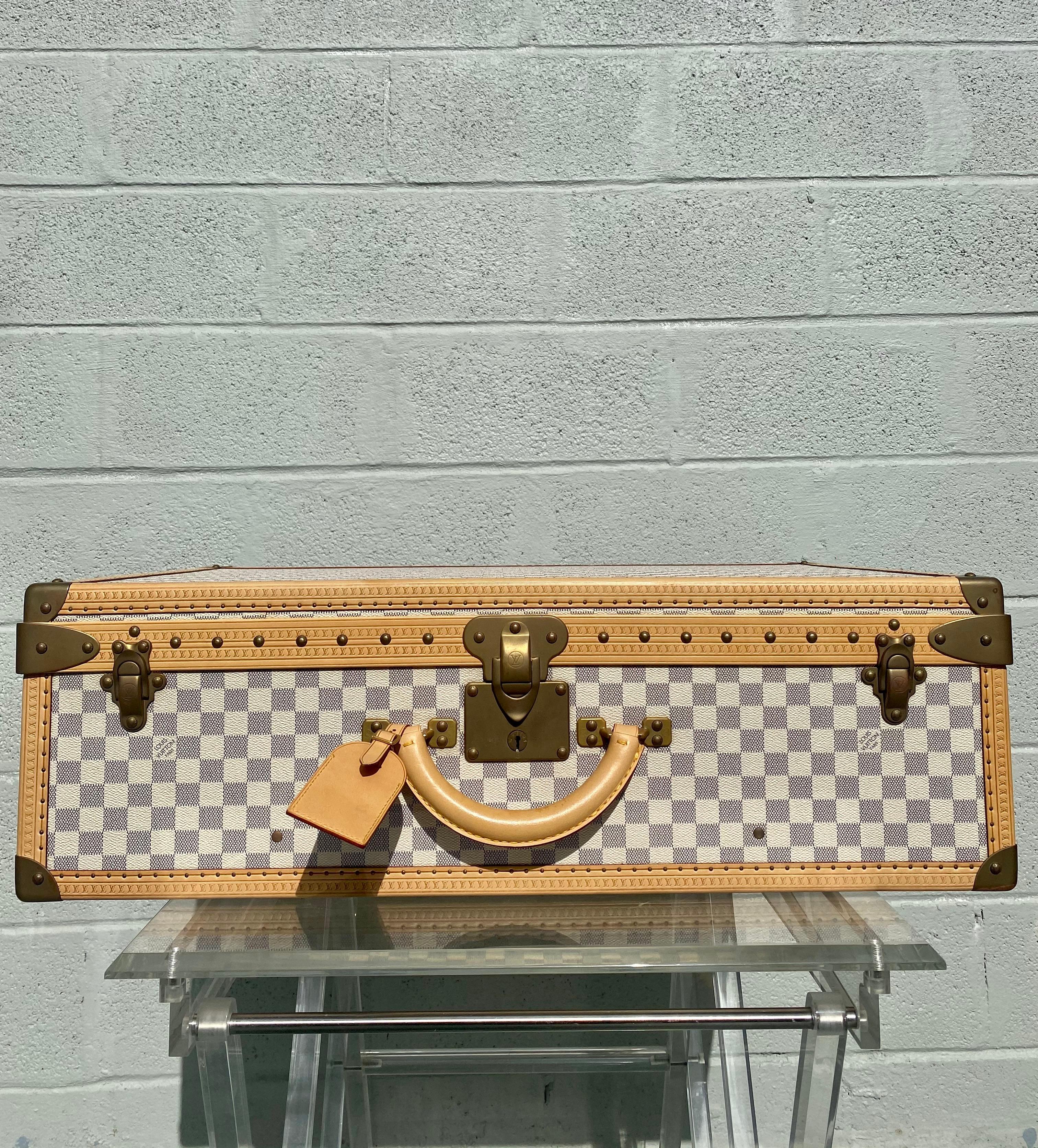 New Louis Vuitton Limited Edition Alzer Damier Azur Rare Travel Trunk 75cm 4