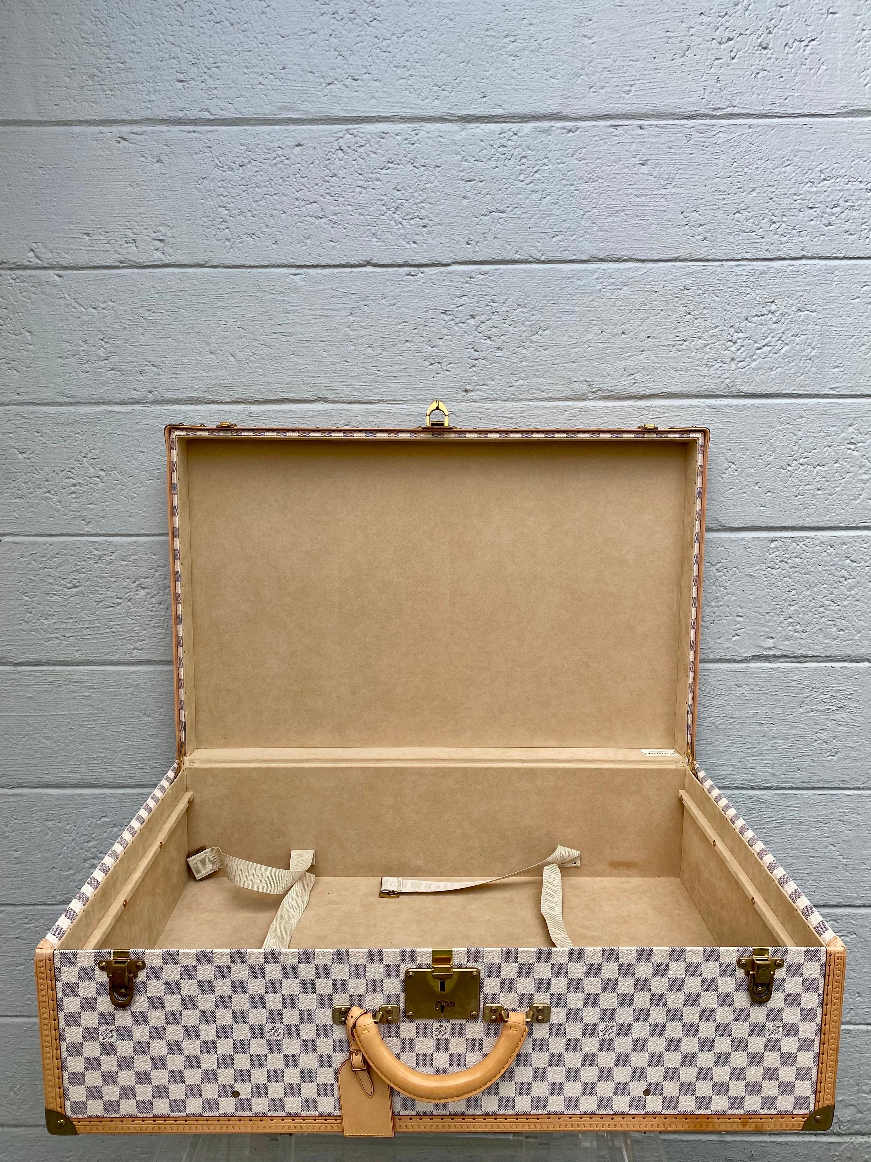 New Louis Vuitton Limited Edition Alzer Damier Azur Rare Travel Trunk 80cm 5