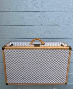 New Louis Vuitton Limited Edition Alzer Damier Azur Rare Travel Trunk 80cm