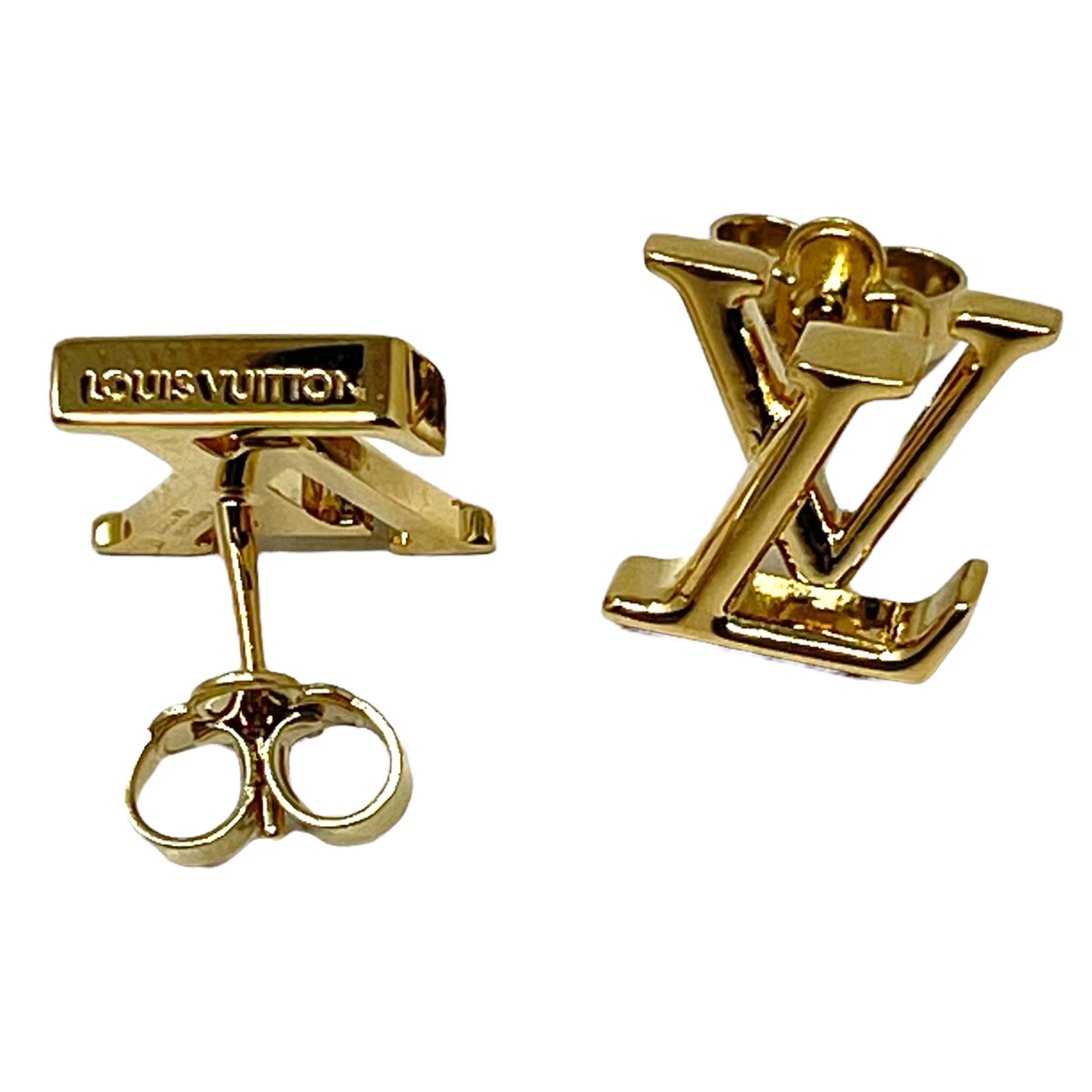 NEW Louis Vuitton LV Iconic Earrings Gold Hardware Cruise Collection M00610 For Sale 2