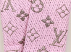New Louis Vuitton Metallic Pink Woven Logo Scarf