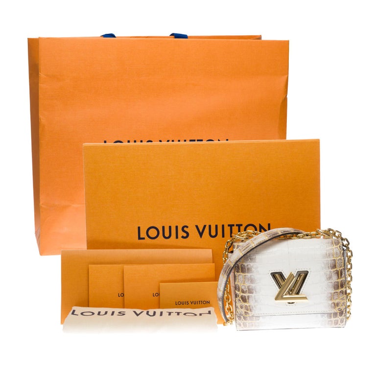 NEW Louis Vuitton Mini Twist shoulder bag in White Crocodile leather and GHW For Sale 9