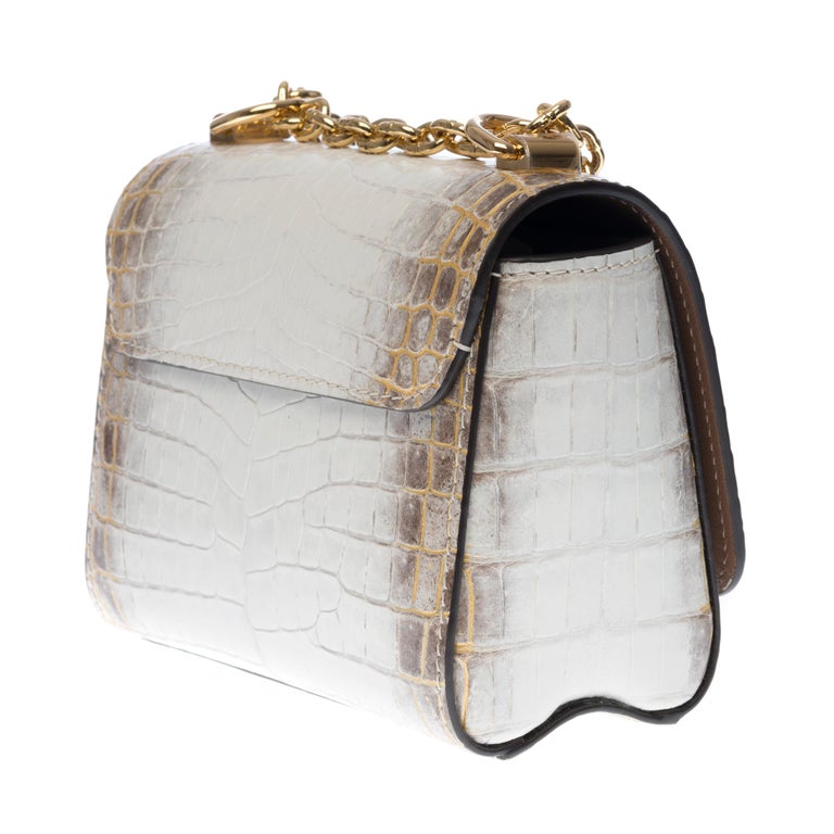 NEW Louis Vuitton Mini Twist shoulder bag in White Crocodile leather and GHW For Sale 2